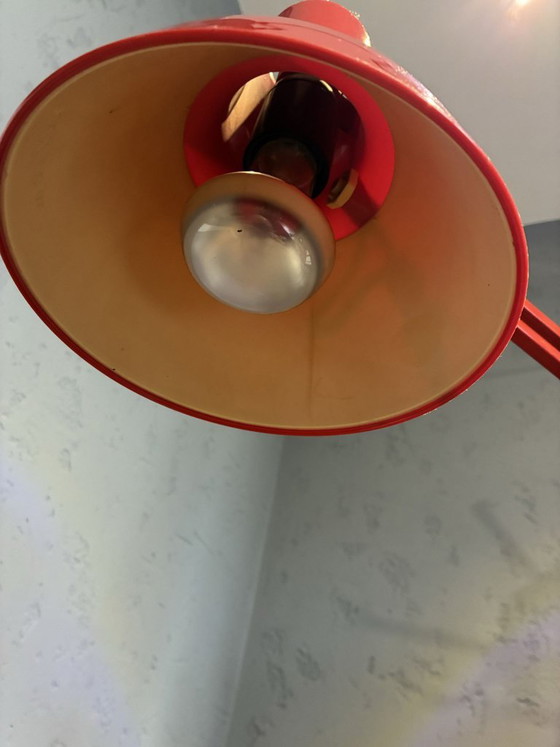 Lampada da architetto Luxo PL-85 di Jacob Jacobsen, anni '60, Lampade da tavolo, Metallo, Plastica, Rosso, 1960 (foto 5 di 8)