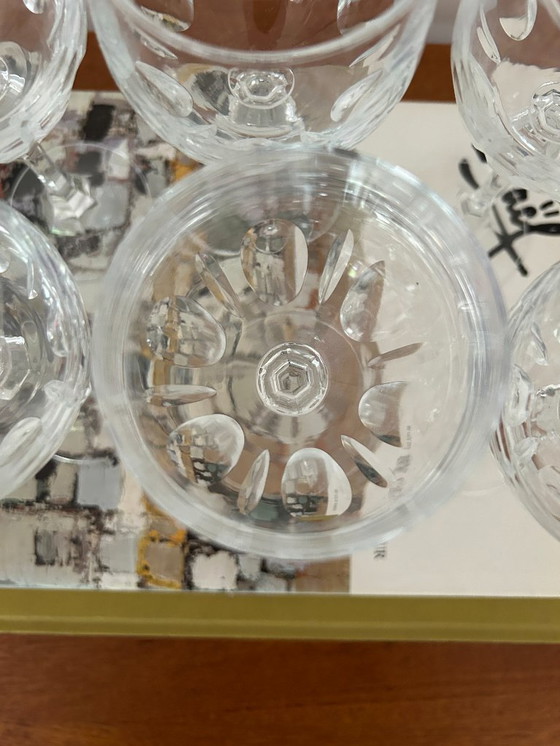 Image 1 of 6x vintage wine glass cut crystal