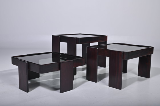Image 1 of SET OF 3 NESTING TABLES BY GIANFRANCO FRATTINI FOR CASSINA