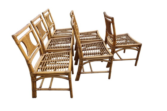 Image 1 of 6 sedie da pranzo in bambù