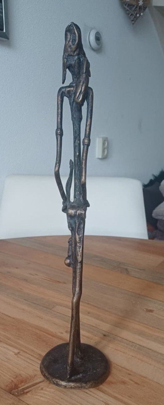Prachtige set vintage Afrikaanse bronzen beelden – Giacometti-stijl – Beeldhouwkunst (photo 4 of 9)