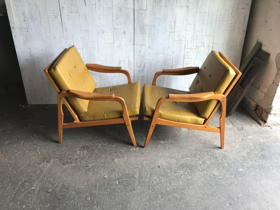 Set of Mid-Century Wooden Lounge Chairs, 1960s – Armchairs, Mid Century Modern (photo 10 of 13)