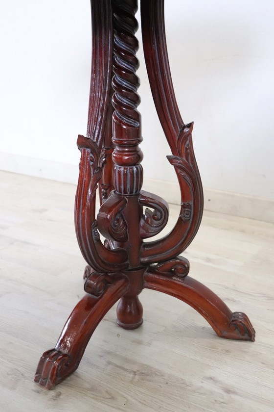 Image 1 of Tavolino in legno di faggio con piano in marmo, Italia XX secolo