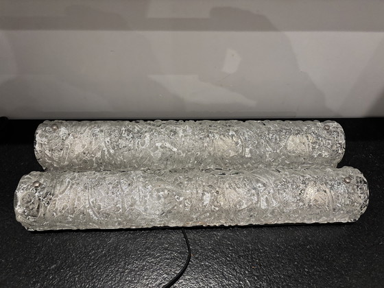 Image 1 of Ensemble de 2 très grandes appliques murales (verre dépoli vintage) Hans Popp (HP Leuchten)