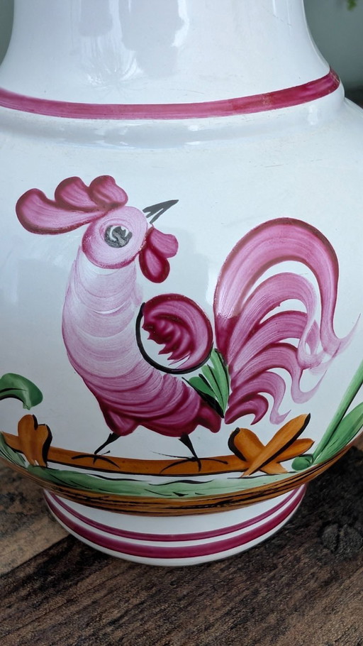 Hand-painted French earthenware jug – presumably Saint-Clément style – ca. 1900-1930