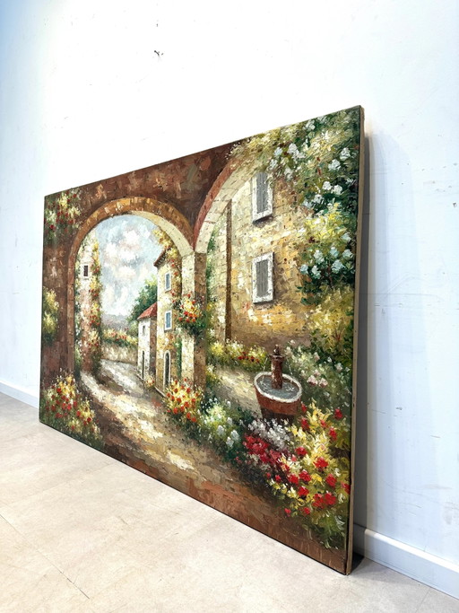 Gran pintura al óleo de un pueblo mediterráneo – schilderijen tekeningen (photo 2 of 4)