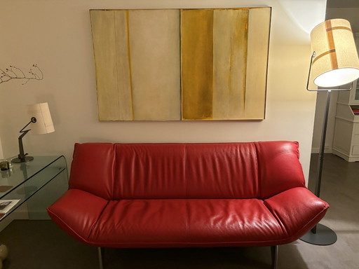 Leolux Tango 3/4-Zits Bank – Rood Leder, Verstelbaar & Luxe