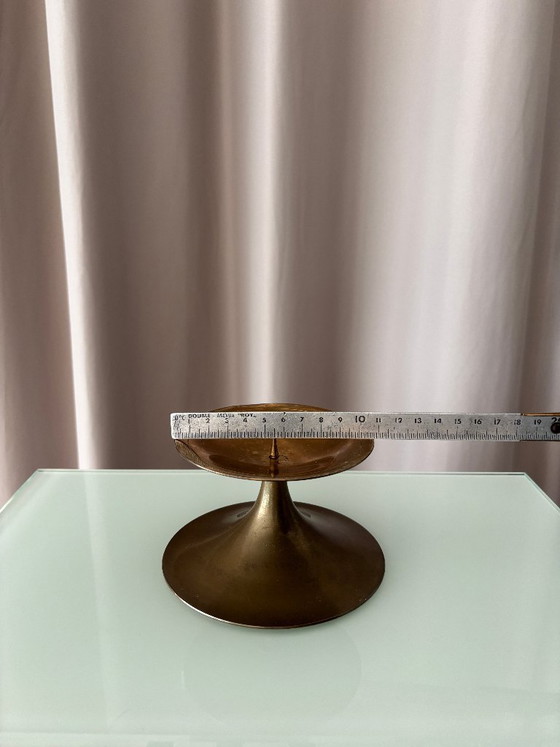 Vintage Brass Pedestal Candle Holder – Sculptural Mid-Century Design – Bronze (photo 5 of 9)