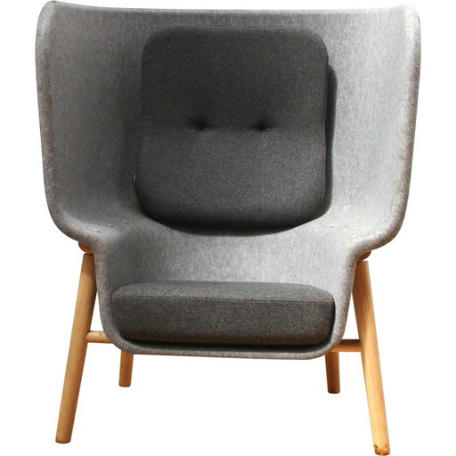 Fauteuil vintage Pod Chair en bois teinté et tissu pour Devorm