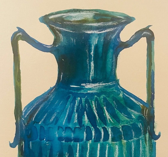 Image 1 of Dipinto ad acquerello e inchiostro firmato Wabi Sabi China Vase