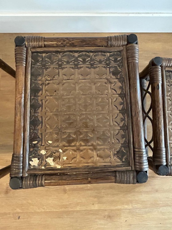 Image 1 of Beistelltisch-Set aus Manou/Rattan mit Rauchglas