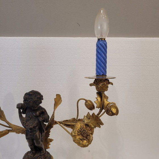 Image 1 of Candelabro / Lampada, ormolú e porcellana, Victor Paillard, Napoleone III, 1870 - Francia