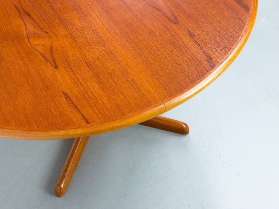 Image 1 of Danish Round Teak Dining Table With Extensions By Gudme Møbelfabrik, 1970S