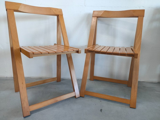 Image 1 of Set van 2 vintage Aldo Jacober model Trieste stijl jaren 60 'caned'houten stoelen