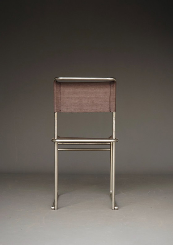 Sedie da pranzo B40 in acciaio tubolare nichelato e tessuto Eisengarn di Marcel Breuer per Tecta, anni '80. (photo 21 of 27)