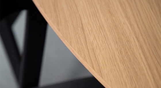 Image 1 of Table de salle à manger ovale - Bois naturel et structure métallique - 220X120 Cm