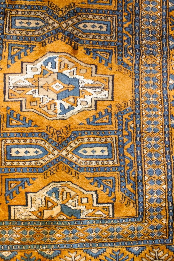 Antique Brown Persian Wool Rug With Blue Patterns – Rugs & carpets (photo 3 of 7)
