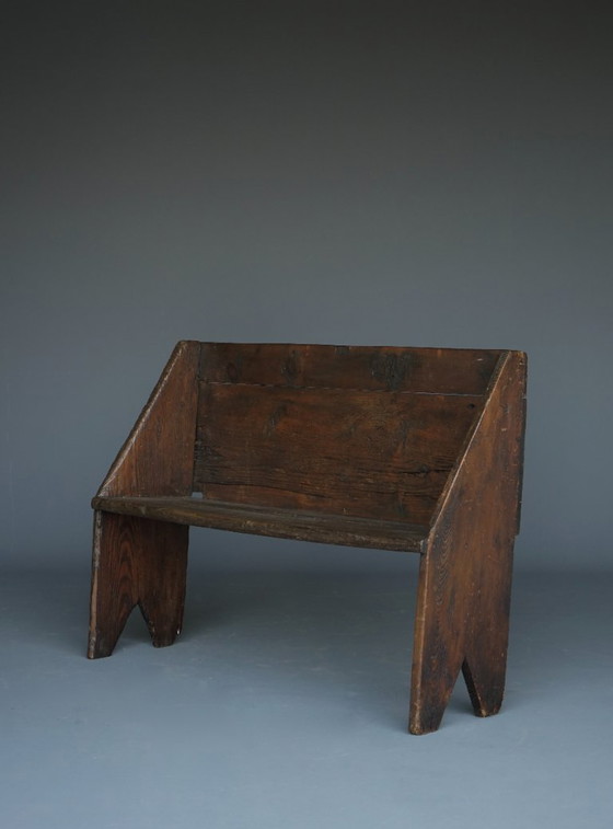 Image 1 of Kleine antike Eichen-Flurbank. Um 18. Jahrhundert.