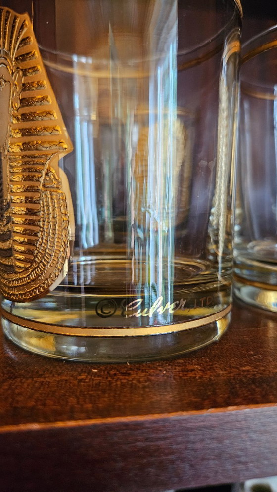 8x Georges Briard Vintage Glazen – Egypte/Farao – Gouden Decor – Glazen & Karaffen, Glass (photo 4 of 5)