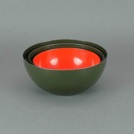 Image 1 of Kaj Franck (1911-1989) - Juego de tres cuencos esmaltados - Finel - Hecho en Finlandia - Escandinavia