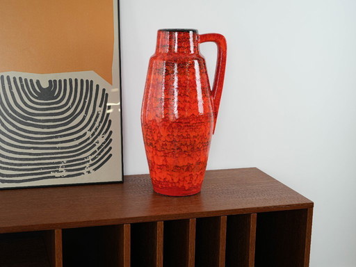 Red ceramic vase, German design, 1960s, made in West Germany