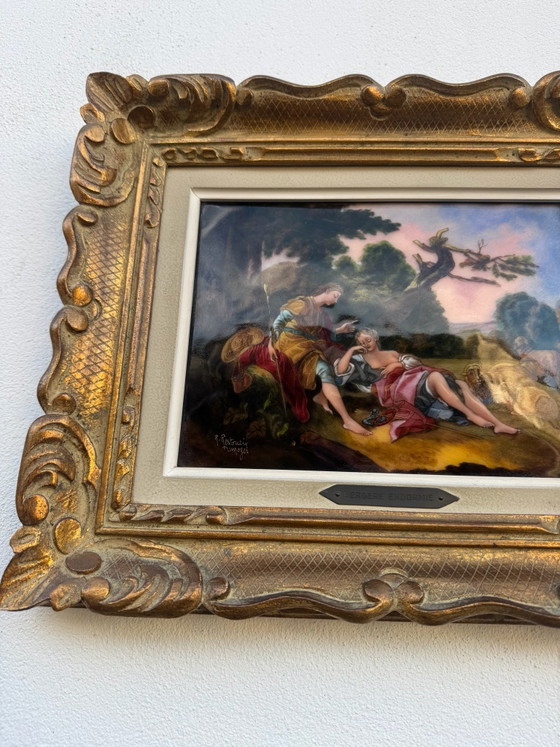 Quadro smaltato Art Limoges R.Restoueix anni '60 – Dipinti e disegni, Rame, Legno (photo 9 of 10)