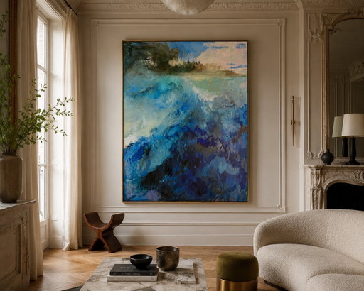 Groot abstract olieverfschilderij Angeline Maas