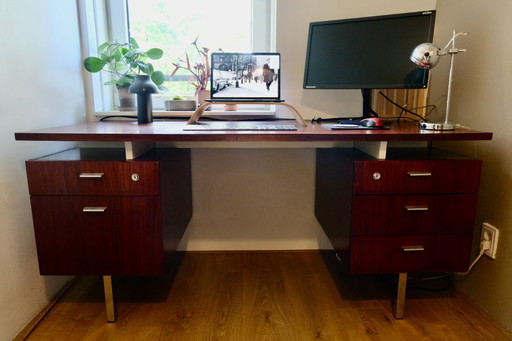 Mid - Century 60s modern desk with rosewood veneer (Tijsseling / Pastoe style).