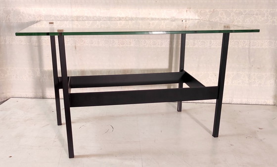 Image 1 of Modernist coffee table in metal, glass and brass - 1950s