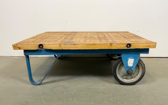 Image 1 of Blue Industrial Coffee Table Cart, 1960s