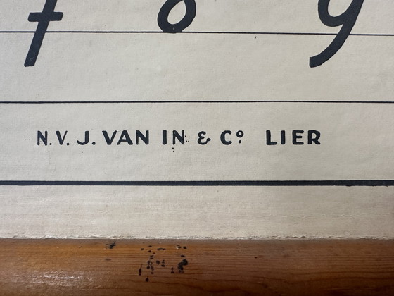 Image 1 of Carte scolaire ancienne en lin 'Clean Script' - D'Haese