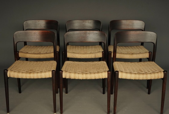 Image 1 of Model 75 Chairs in Beech by Niels Otto Møller for J.L. Moller, 1960s, Set of 6