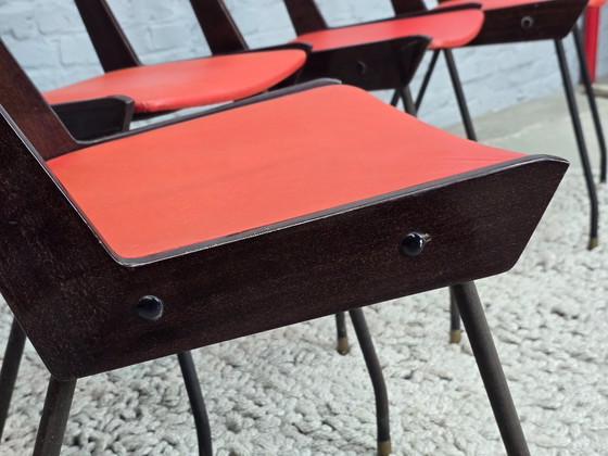 Image 1 of Sedie da pranzo italiane di design di metà secolo, produzione Brianza, set di 6, Italia, fine anni '50