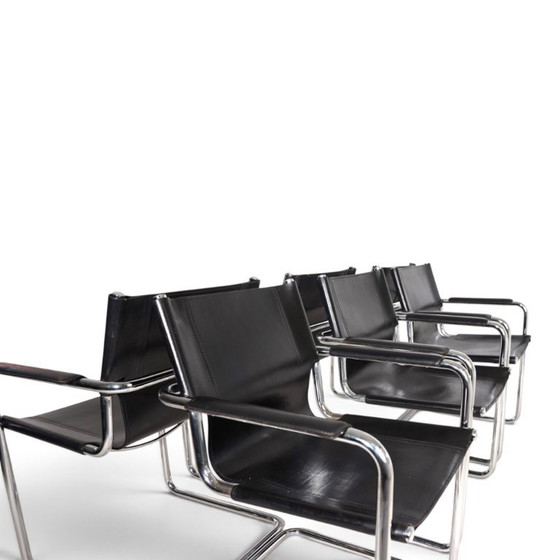 Matteo Grassi Set of 6 Visitor Chairs, Leather/Chrome Dining Chairs, 1970 (photo 18 of 20)