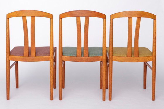 Image 1 of 6 of 12 Carl Ekström Chairs – Swedish Mid-Century Modern, Teak Dining Chairs, Newly Upholstered in Colorful Fabric, 1960s Vintag
