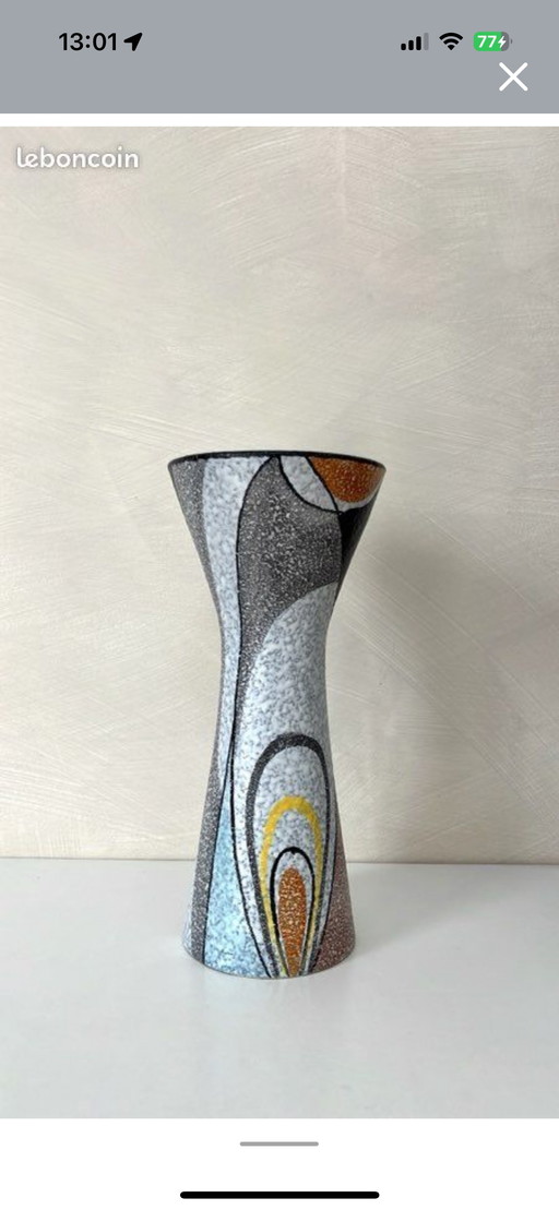 Rumba-Vase von Flora Gouda, Holland, 1950er Jahre, Vintage-Keramik im modernistischen Stil