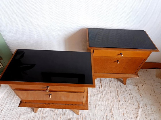 Image 1 of 2x vintage nachtkastjes uit de jaren 50