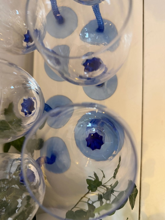 Wine glasses with blue wavy foot – Glass & Decanter, Vintage (photo 6 of 7)