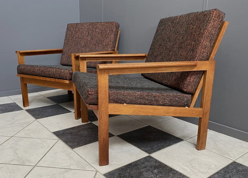 2 poltrone Illum Wikkelso per Niels Eilersen Danimarca anni '60 completamente restaurate