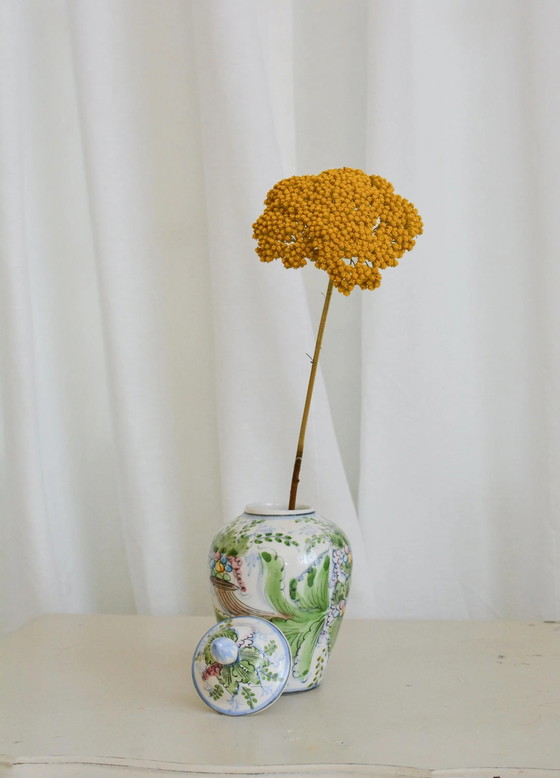Vaso Potiche Floreale Vintage Alcobaça, Ceramica Portoghese Dipinta a Mano, Anni '70 – Vasi, Porcelain, Rustic (photo 6 of 6)
