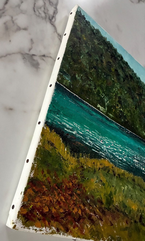 Oil painting on canvas, painted with a palette knife, Lake Ambléon – Paintings & Drawings (photo 4 of 6)