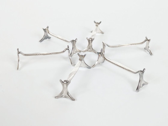 Image 1 of Lot de 6 repose-couteaux Christofle en métal argenté, décoration de table Art nouveau française