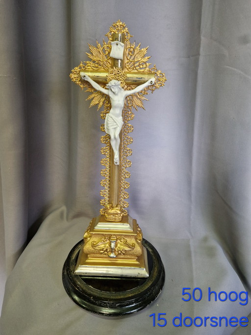 Crucifix with bell jar