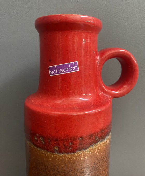 Image 1 of Vaso Scheurich modello 401-28 in rosso e marrone WGP