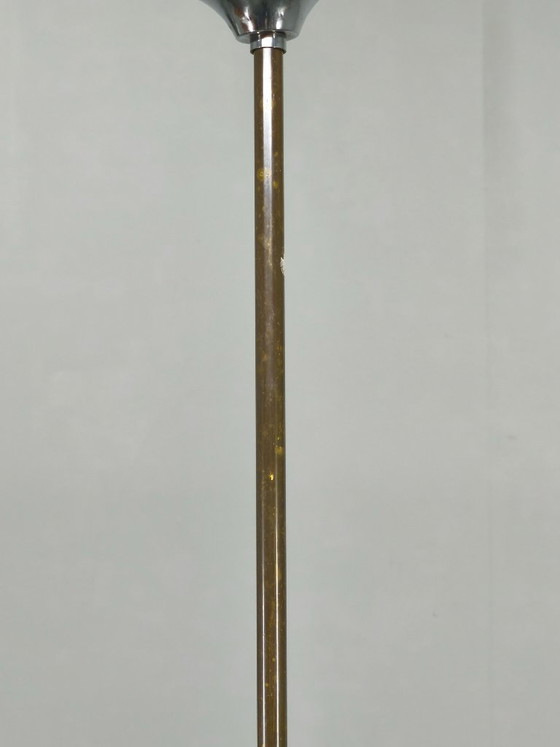 Image 1 of Lámpara de araña checa Art Déco de cromo y cristal opalino, década de 1930.