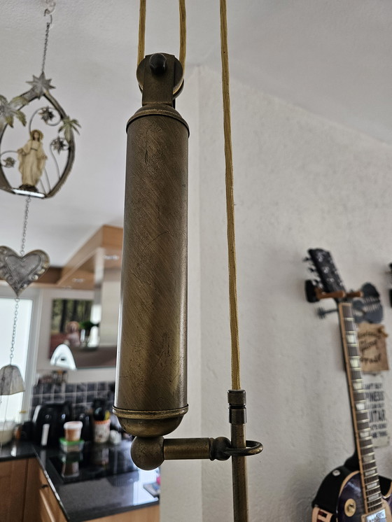 Image 1 of Bella lampada a sospensione regolabile in vetro/ottone