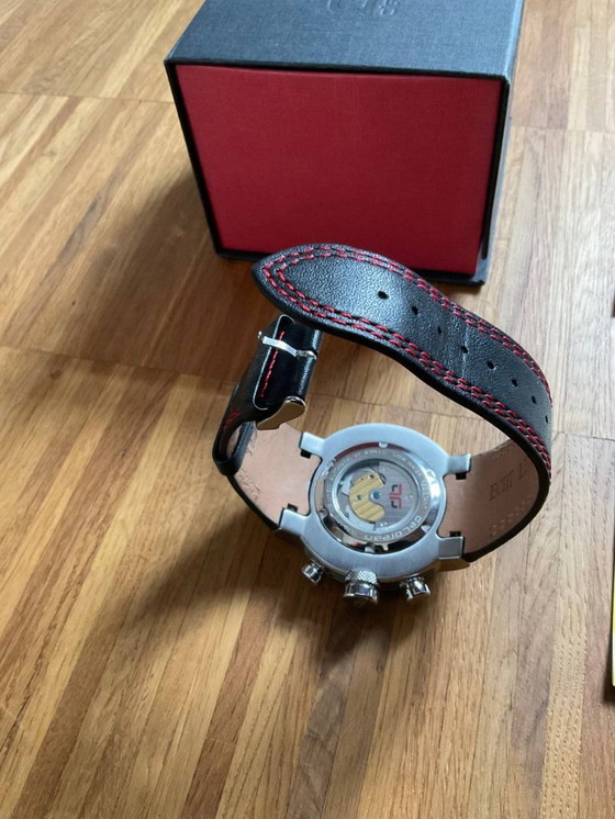 Image 1 of Cronografo automatico deLorean | Edizione limitata 009/500 modello DL05-1070 rosso argento | Set completo