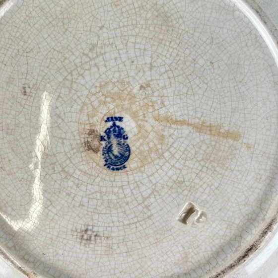 Image 1 of Low Terre de Fer KG Lunéville salad bowl, "Jane" model, blue, 1890-1915
