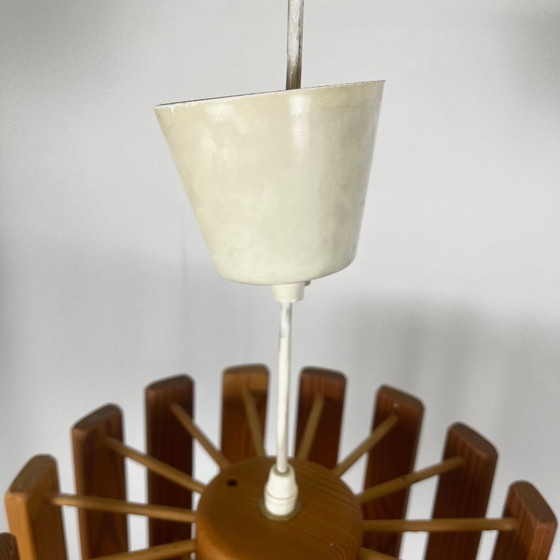 Image 1 of Pendelleuchte aus Kiefernholz im skandinavischen Midcentury-Stil, 1970er Jahre