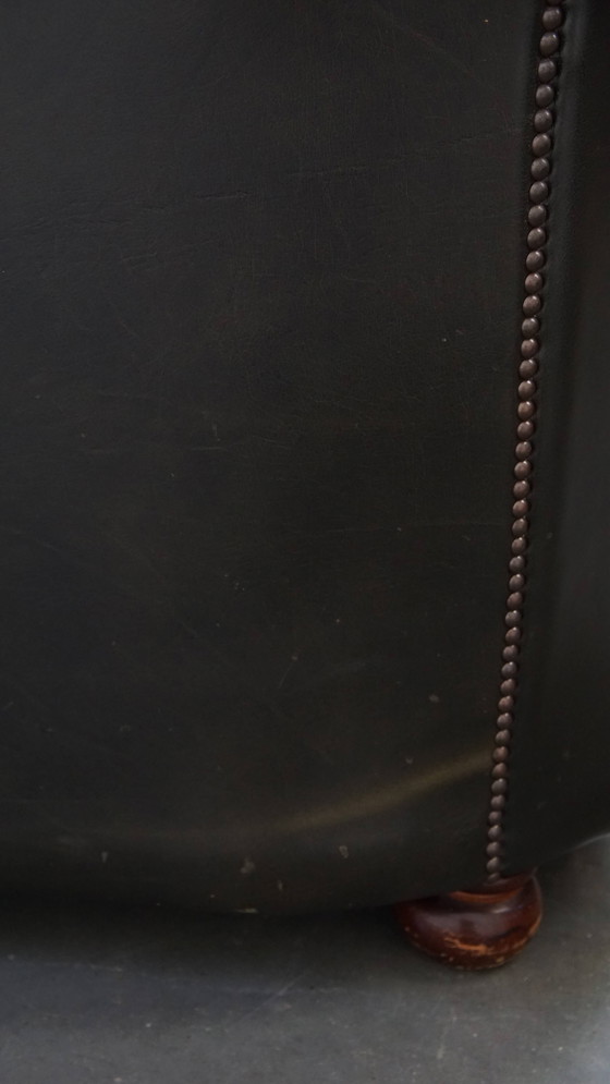 Image 1 of Grünes Vintage English Leder Chesterfield 2-Sitzer Sofa